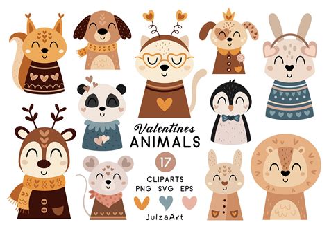 Animal Clipart Valentines Day Svg Valentines Clipart - Etsy