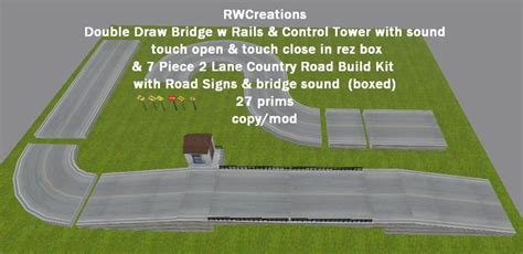 Second Life Marketplace - Double Draw Bridge w 7 Piece 2 Lane Country ...