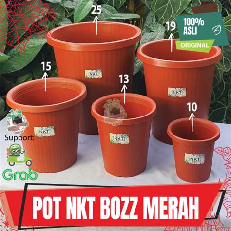 Jual Pot Bunga Tanaman Hias Tinggi NKT BOZZ Coklat Merah Bata Original