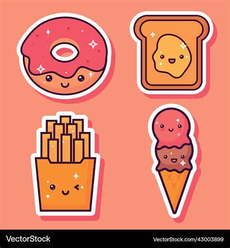 Kawaii Fast Food Royalty Free Vector Image Vectorstock