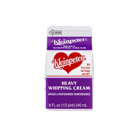 Heavy Cream Whipping Cream Half Pint Carton Kleinpeter Farms