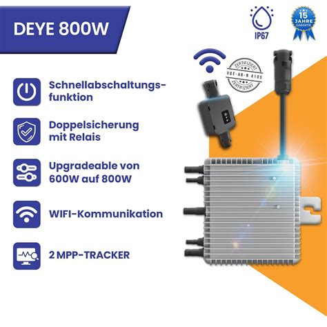 Absaar Solar Balkonkraftwerk 820W Deye WIFI Wechselrichter 800W Mit