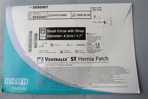 New Bard Ref 5950007 Davol Ventralex St Hernia Patch Self Expanding