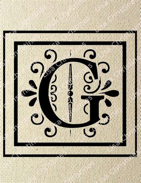 Ornamental Monogram Letter G Digital Image Instant Download Etsy