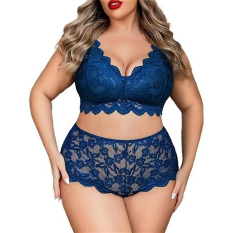 New With Tags Intimates Sleepwear Luxe Plus Size Lingerie Set Sexy Lace Halter Bralette