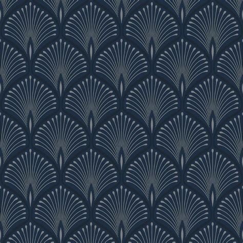 Layla Art Deco Wallpaper Navy Blue Grandeco Gv