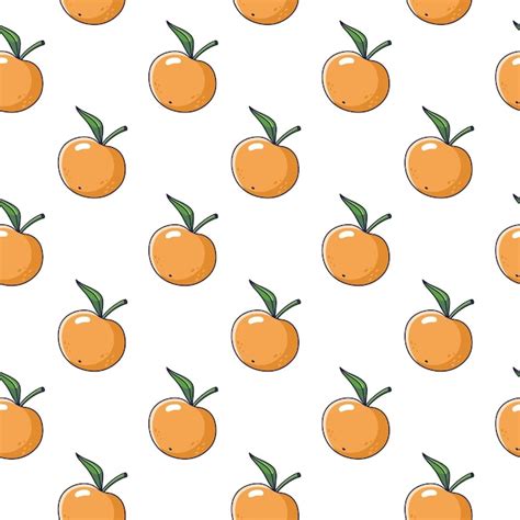 Premium Vector Cute Orange Mandarin Seamless Pattern In Doodle Style