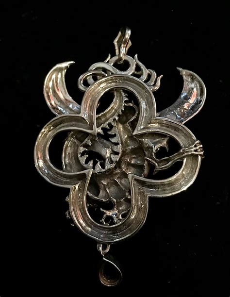 Large Celtic Dragon Pendant - 92.5 Sterling Silver with Garnet Tear ...