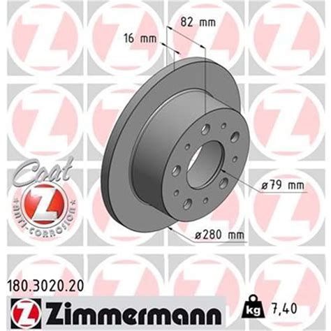 2x ZIMMERMANN BREMSSCHEIBEN 280mm VOLL HINTEN passend für CITROËN