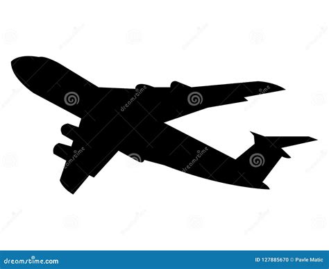 Airplane Black Silhouette, Isolated on White Background Stock Vector ...