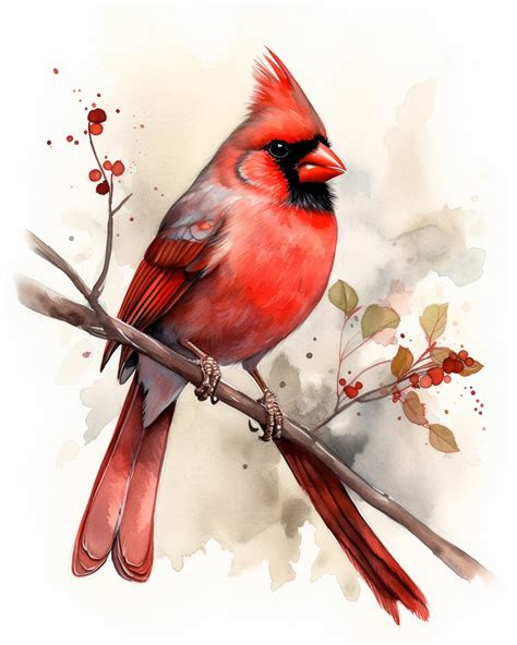 Northern Cardinal Cardinal Bird Art Print Watercolor Bird Print Cardinal Print Watercolor