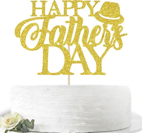 Gold Glitter Happy Fathers Day Cake Topper Happy Birthday