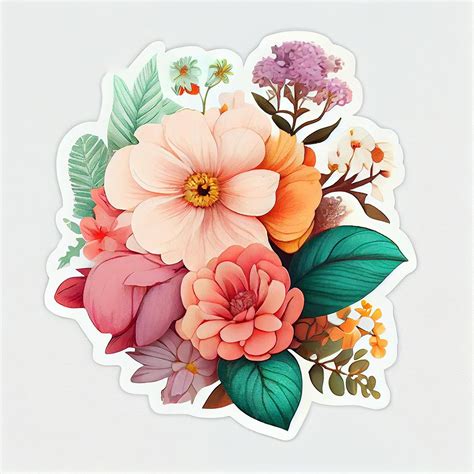 Premium Photo | Abstract aesthetic flower sticker Digital illustration AI