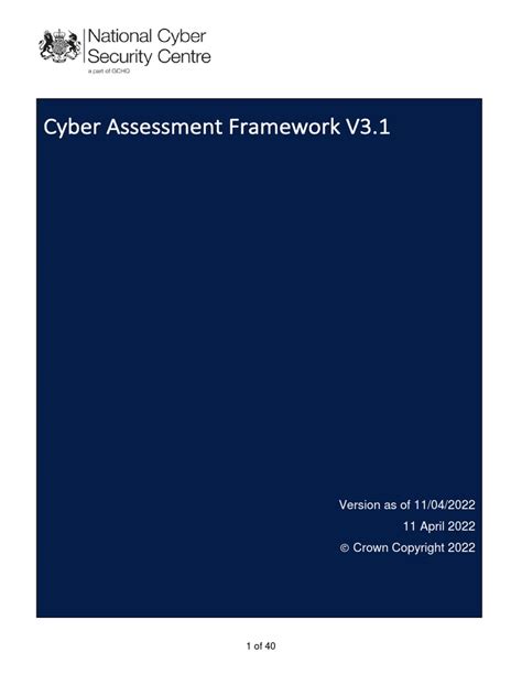 Cyber Assessment Framework V31 Pdf Risk Computer Security