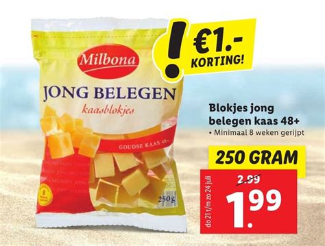 Blokjes Jong Belegen Kaas Gram Aanbieding Bij Lidl