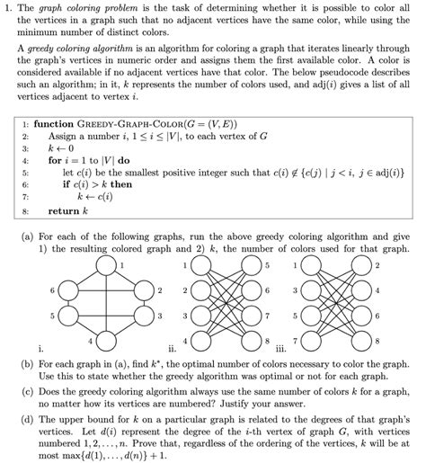 1. The graph coloring problem is the task of | Chegg.com