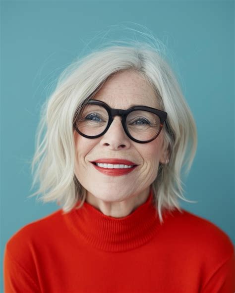 Premium Photo An Older Woman With Glasses And A Red Sweater