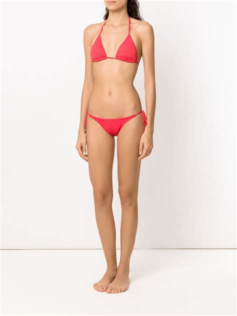 Amir Slama Textured Triangle Top Bikini Set Red FARFETCH