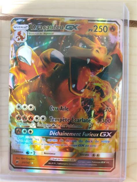 CARTE POKÉMON DRACAUFEU GX 20 147 Soleil et Lune Ombres Ardentes EUR