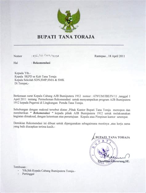 Contoh Surat Permohonan Rekomendasi Dari Bupati Surat Lamaran Kerja