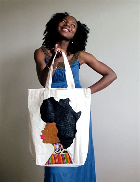 Afro Woman Tote Bag By Quellyruedesigns On Etsy