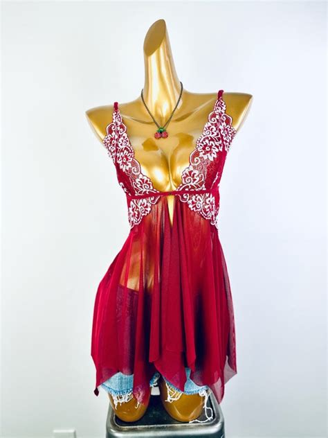 S Babydoll Lingerie See Through Mesh Camisole Lace Gem