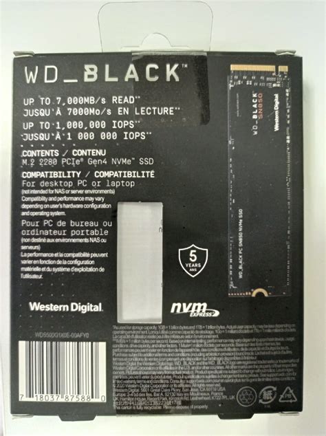 SSD диск Western Digital Black SN850 M 2 2280 500 Gb PCIe Gen4x4 NVMe