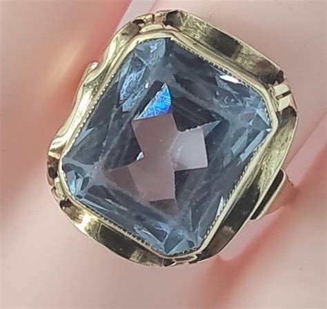 Vintage Ring Blauwe Steen Karaat Goud Ring Catawiki