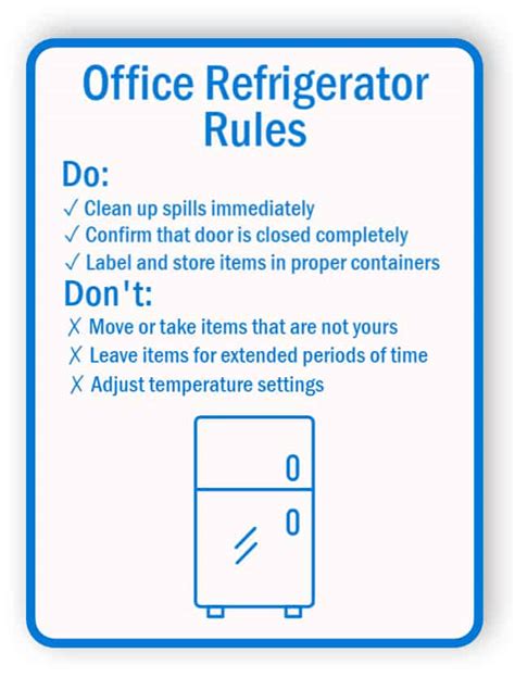 Office Refrigerator Rules Sign Edit And Order Online