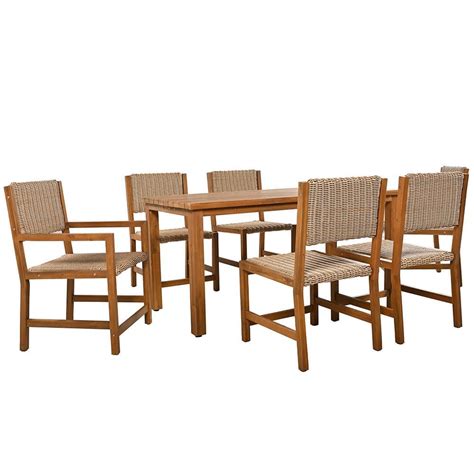 waelph Natural 7-Piece Wood Outdoor Dining Set GZ-BOH20230005 - The Home Depot