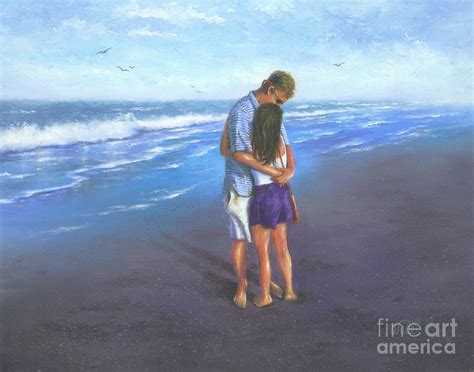 Beach Lovers Hugging Painting By Vickie Wade Fine Art America