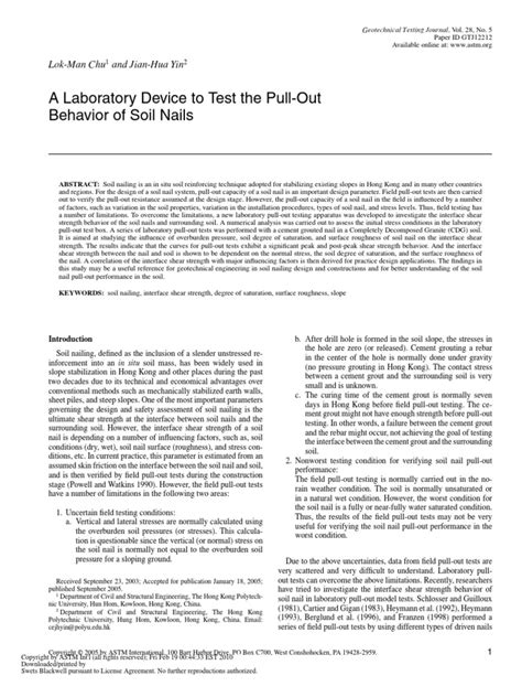 A Laboratory Device To Test The Pull-Out | PDF | Geotechnical ...