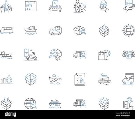 Colección de iconos de línea de sistema de distribución Logística