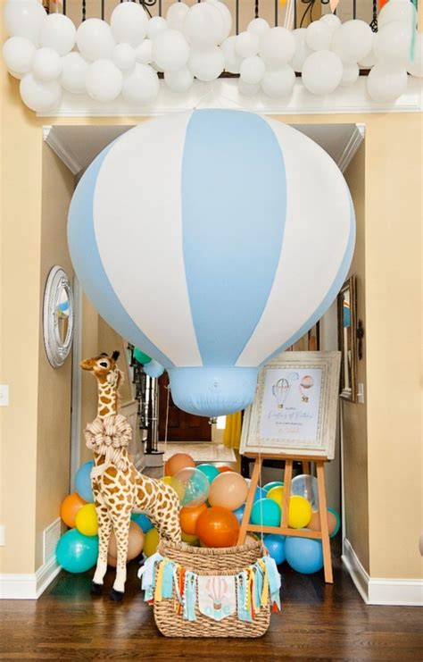 Hot Air Balloon Decorations Inflatable Baby Shower Party Decoration For Boy With Air Pump