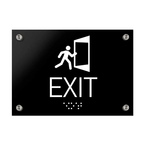 Exit Signs With Braille Black Acrylic Sign Bsign