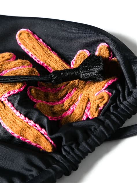 Johanna Ortiz Palm Tree Triangle Bikini Top In Black Modesens