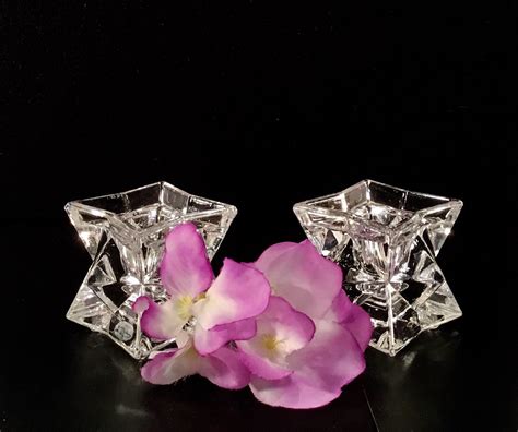 Vintage Avon 24 Lead Crystal Star Candle Holders Table Etsy