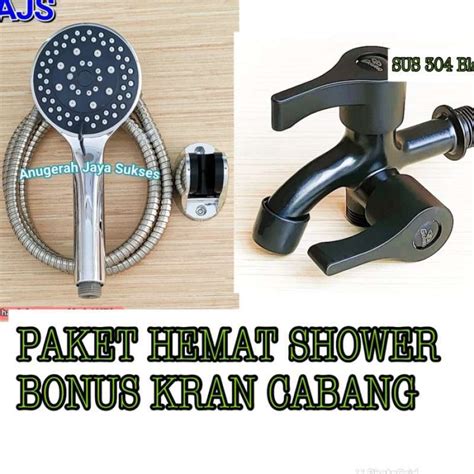 Jual Hand Shower Keran Cabang Stanless Set Shower Mandi Kran Showet Set