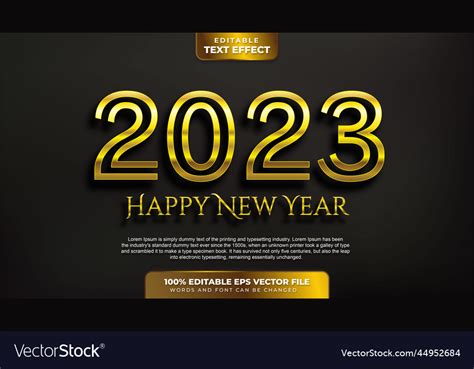 Happy New Year 2023 Gold 3d Editable Text Effect Vector Image