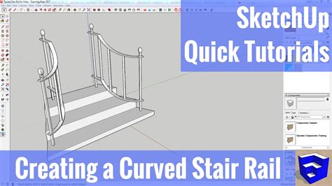 Modeling A Curving Stair Rail In SketchUp With Radial Bend And PathCopy