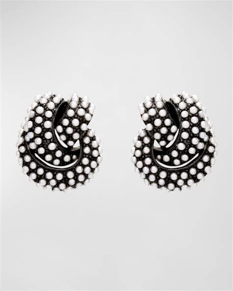 Oscar De La Renta Pave Knot Earrings Neiman Marcus