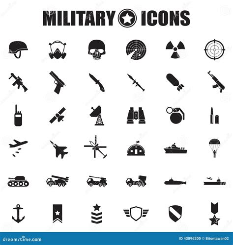 Military icons set stock vector. Illustration of insignia - 43896200