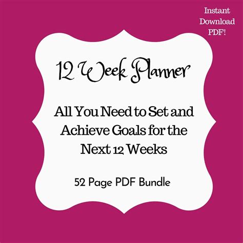 12 Weeks Goal Planner, 12 Week Printable Planner, 12 Week Year Planner ...