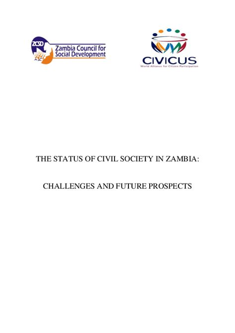 Pdf The Status Of Civil Society In Zambia Challenges And Future