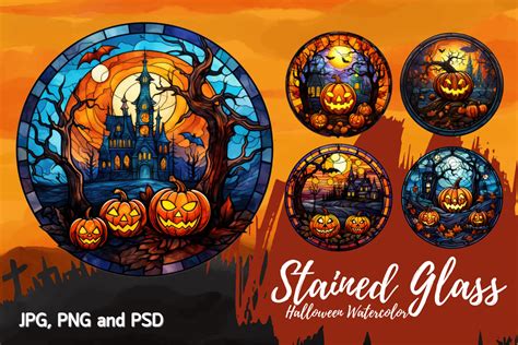 Halloween Stained Glass Clipart Png Graphic By Slinlashop Creative