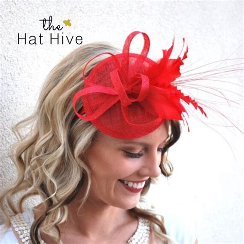 The Haleigh Red Fascinator Tea Party Hat Church Hat Derby Etsy