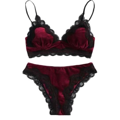 Femmes Sexy dentelle Lingerie velours pyjamas ensemble Bodydoll vêtements de nuit soutien gorge