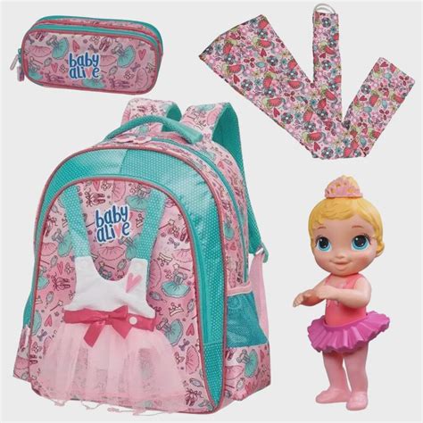 Kit Boneca Baby Alive Doce Bailarina Loira Beibi Alaivi Mochila