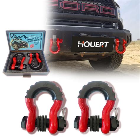 Houert 34 Inch D Ring Shackle 2 Pack Clevis Shackles Rugged 19 Ton