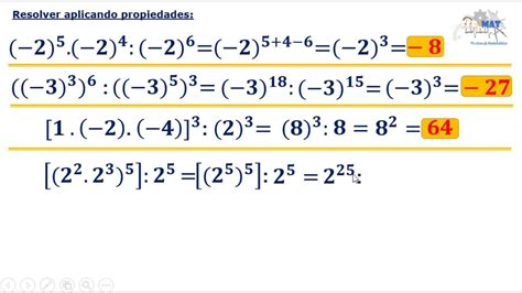 Propiedades De La PotenciaciÓn De NÚmeros Enteros Parte 2 Youtube